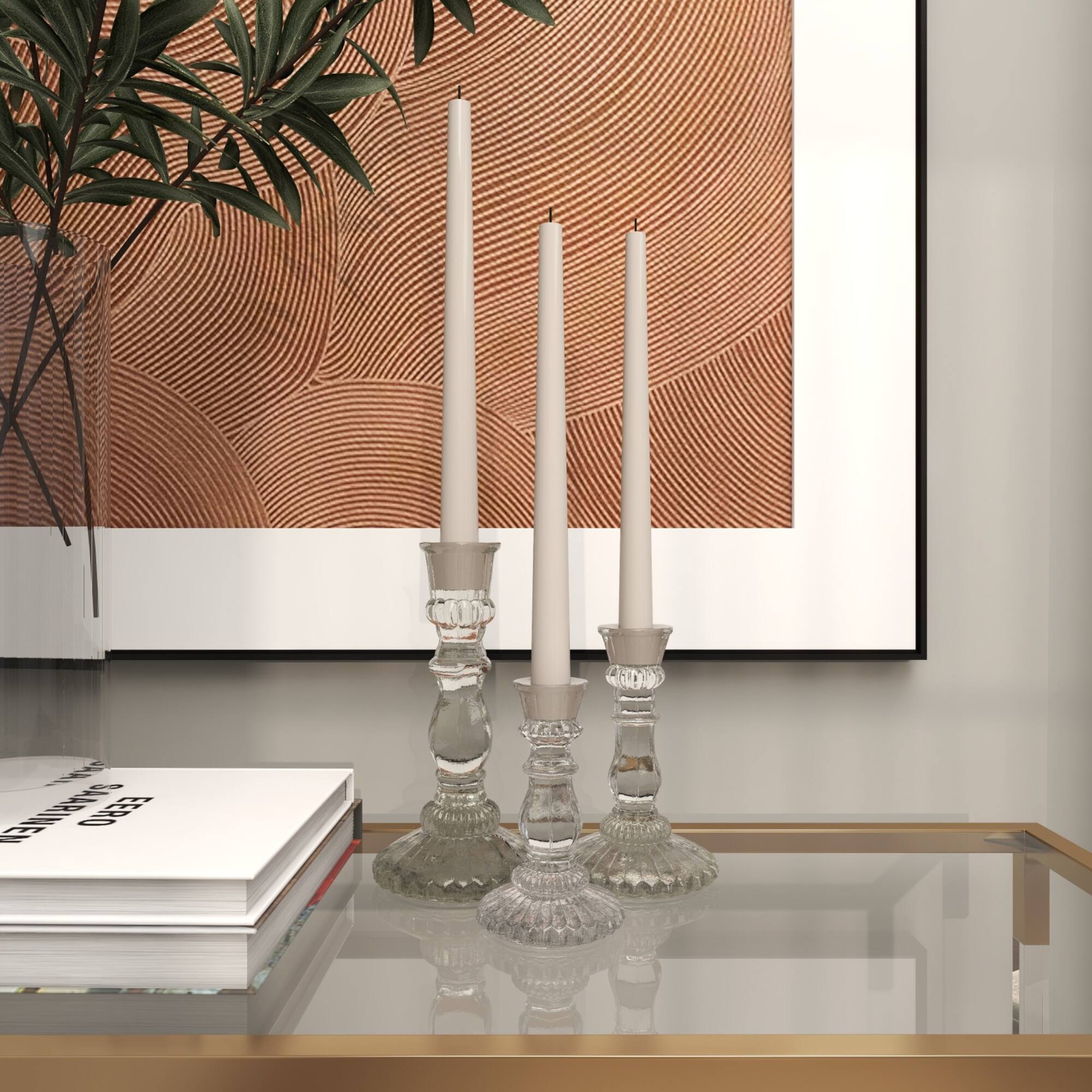 Clear Glass Candle Holder Set